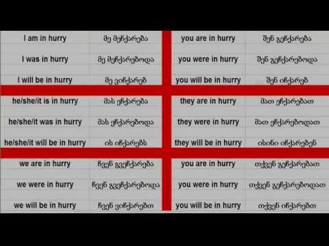 Learn Georgian language: (Verbs) Hungry, want and hurry ვსწავლობთ ქართული ენა video 3